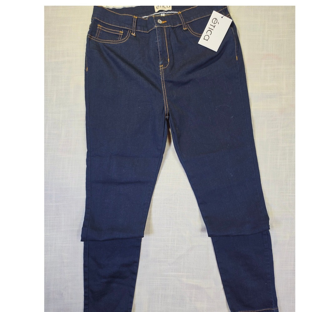 Etica Mens Slim Stretch Denim Jeans Dark Indigo Blue Eco Friendly Size 30